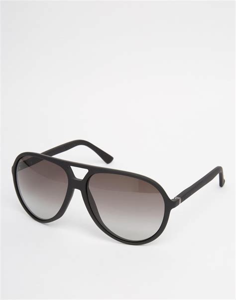 Black Acetate Aviator Sunglasses With Grey 